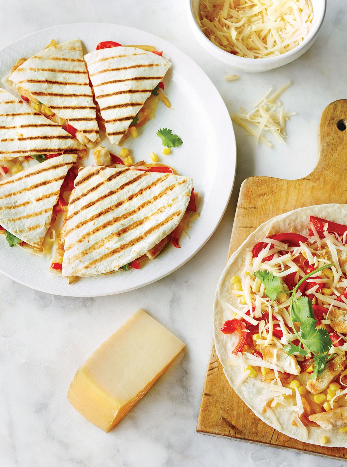 Chicken and OKA Light quesadillas Cheesebar