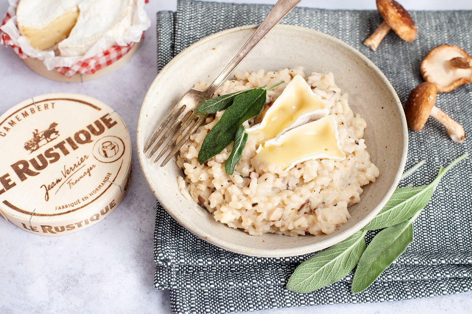Recipe -  Risotto with mushrooms, Le Rustique camembert and crispy sage