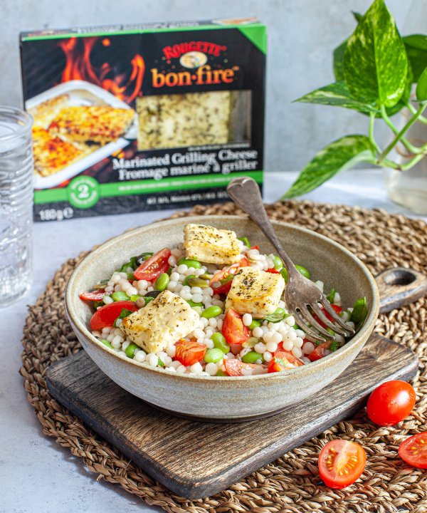 Recipe - Israeli couscous salad with grilled Rougette Bonfire cheese
