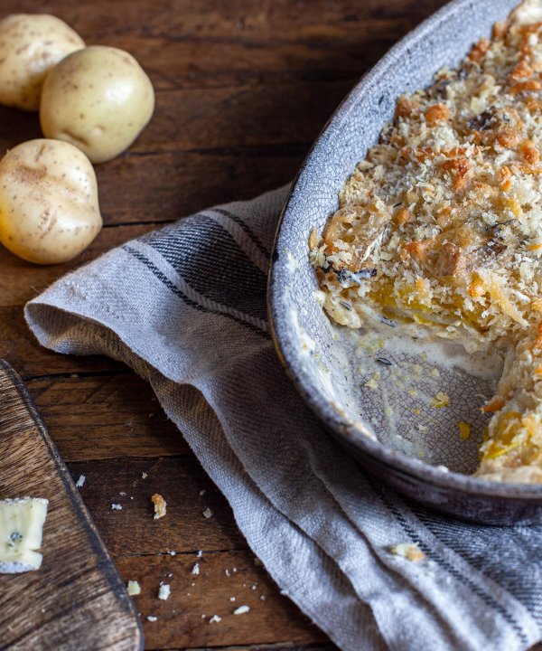 Gratin de courge Butternut au fromage Cambozola 